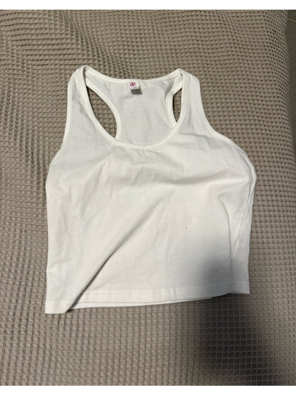White Racerback Crop Tank Top - Women